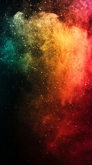 Fototapeta premium Vibrant abstract dark gradient background with red, orange, and yellow tones on black, featuring grainy noise texture for a dynamic, edgy digital design. 