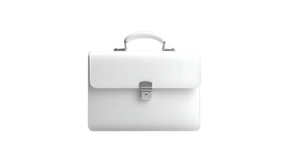 Isolated, pristine, white briefcase on a black background, gleaming