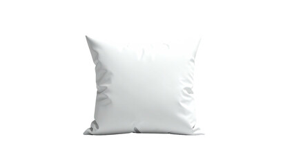 A soft, fluffy white pillow rests against a stark black background