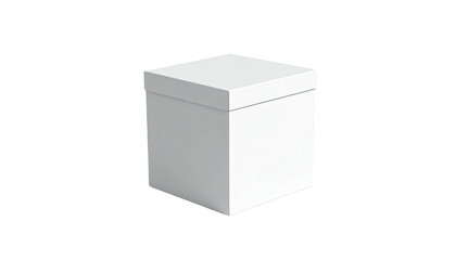 White, box-shaped package, closed, isolated on black background
