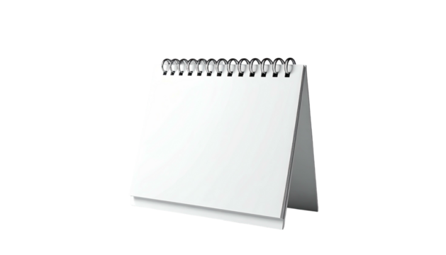 Vector image of a white desktop calendar against a black background