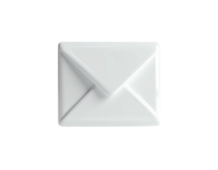 Glossy white 3D rendered closed envelope on a black background