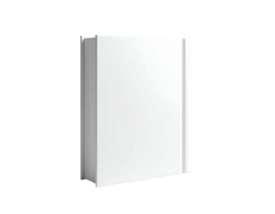 A white book stands upright, against a black background, slightly angled