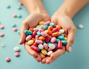 hands holding colorful medicine 