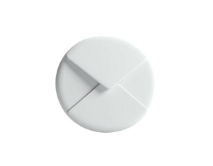 White, circular icon design, featuring inward-folded segments. Black background