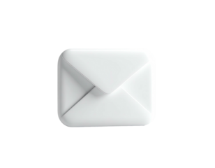 A minimalistic, white, square-shaped envelope icon on a black background