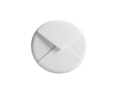 White, circular icon design, featuring inward-folded segments. Black background
