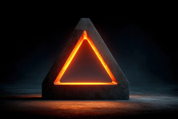 Two glowing triangles levitate symmetrically symbolizing abstract balance and stability