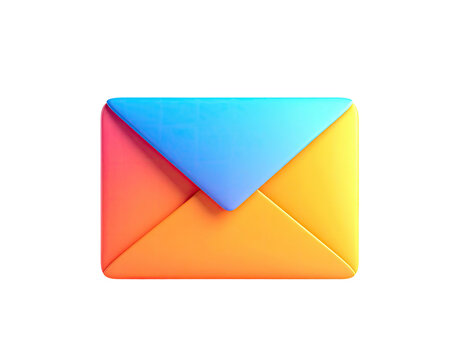 A vibrant, stylized, gradient-colored envelope isolated on a black background