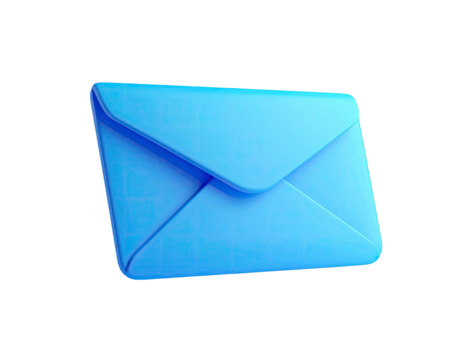 A 3D rendering of a light-blue, closed envelope floating in the dark