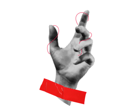 Hand with red tape PNG