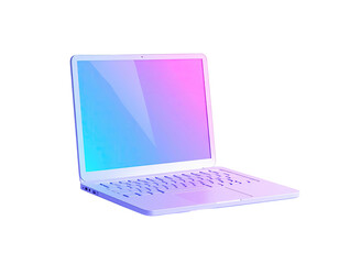 Graphic of a laptop in a gradient of blue, purple, and pink on a black backdrop