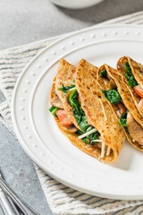 Homemade Savory French Crepes with Spinach