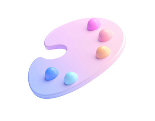 A soft, pastel-colored paint palette with five droplet-shaped paint colors