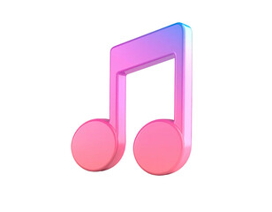 A 3D, shiny, double eighth note, with a gradient color effect, on black