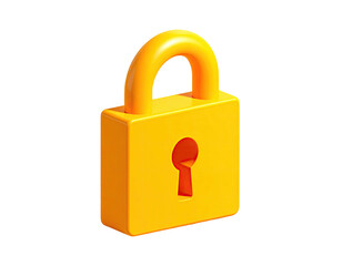 3D render of a solid, golden, rectangular padlock against a black background