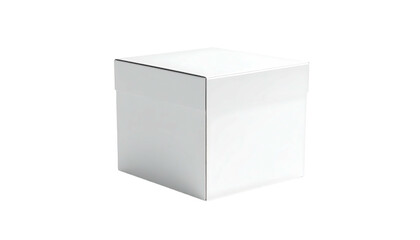 A plain white, closed square box floats against a stark black background