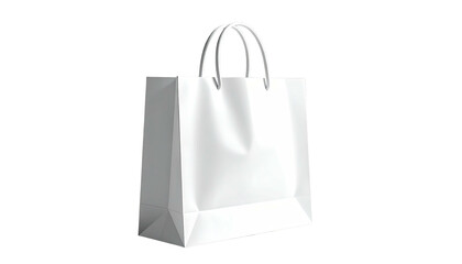 Realistic rendering of a blank white shopping bag with handles, on black