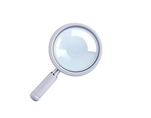 Realistic illustration of a magnifying glass, rendered with chrome detailing