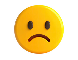 Rendered 3D yellow emoji showing a face with sad eyes and a downturned mouth