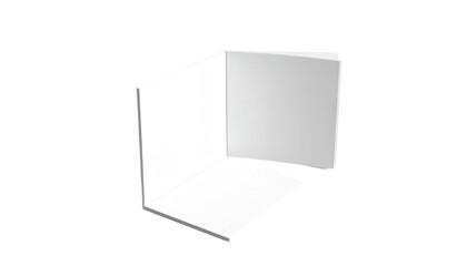 A white paper corner display on a black background, creating a 3D effect