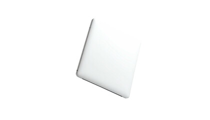 Angled view of a white, rectangular, slightly rounded object on black