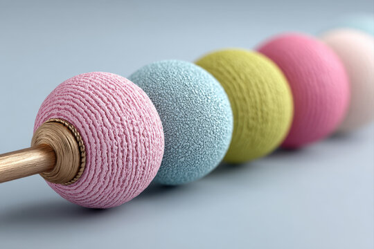 Colorful habit tracker beads sliding on a rod with soft shadows and tactile detail