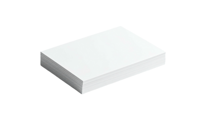A rectangular stack of white paper sheets with a slight perspective view on black