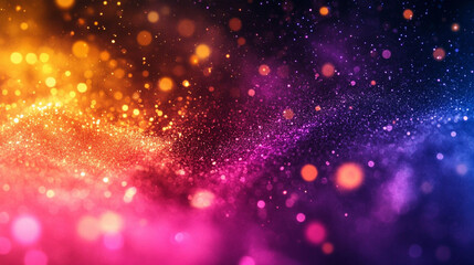 Obraz premium Abstract blurred navy background with colorful gradient tones, heavy film grain, and dusty noise overlay creating a moody textured banner aesthetic. 