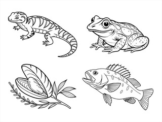 coloring page line art the animal black vector bundle