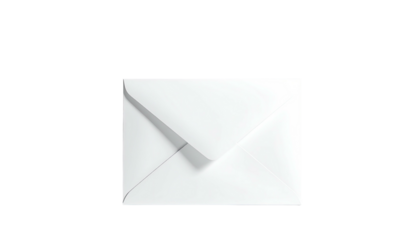 A plain white envelope, slightly angled, floats against a solid black background