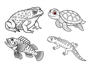coloring page line art the animal black vector bundle
