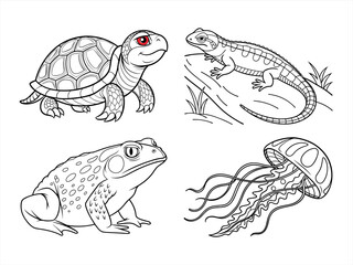 coloring page line art the animal black vector bundle
