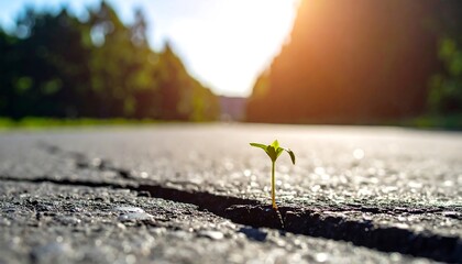 Growth Through Crack in Pavement.