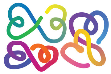 Abstract colorful infinity symbols and hearts intertwined in a playful and energetic design