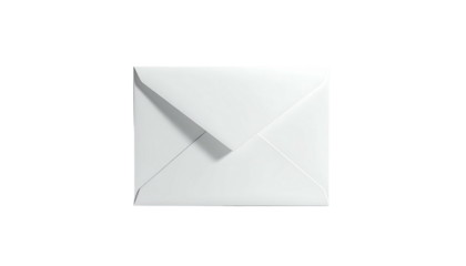 A crisp white envelope against a stark black background, shadows included