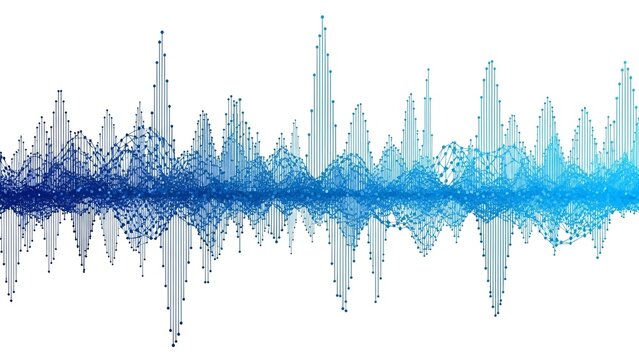 Abstract Blue Data Visualization with Lines and Dots on White