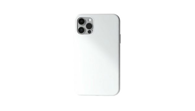 Sleek white smartphone back, multiple cameras, centered against a black background