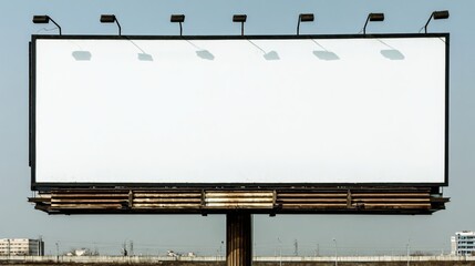 Showcase your message on this expansive blank billboard under a clear sky, ideal for dynamic advertising campaigns and eye catching announcements today