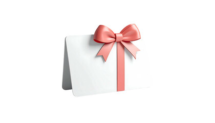 Obraz premium A white card with a pink bow tied around it, angled on a black backdrop