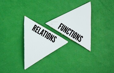 Box paper with the words Relations and Functions. A function is a relation where each input has exactly one output. 