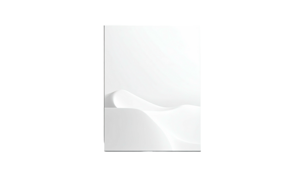 Abstract minimalist design with flowing white shapes against black background
