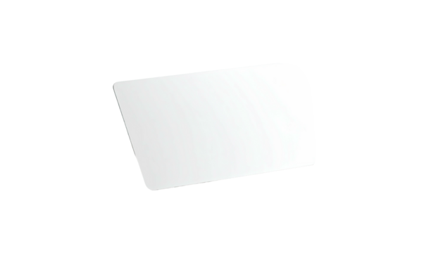 Isolated white rectangle with a slightly rounded corner on a black background