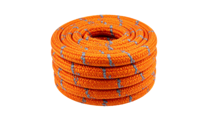 Orange rope coil with gray stripes