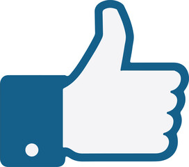 Positive approval symbol of a hand with a blue outline in a modern design