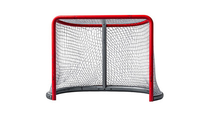 Isolated hockey net on black backdrop