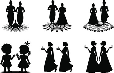 Traditional Diwali Celebration Vector Bundle