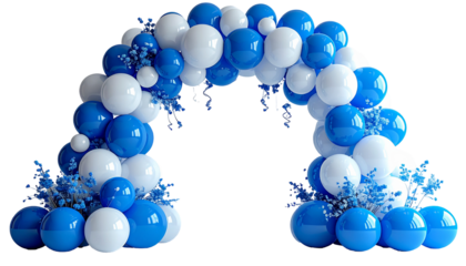 Balloon arch of blue & white spheres