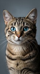 Striking Portrait of a Bengal Cat with Intense Blue Eyes.