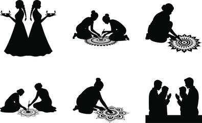 Traditional Diwali Celebration Vector Bundle